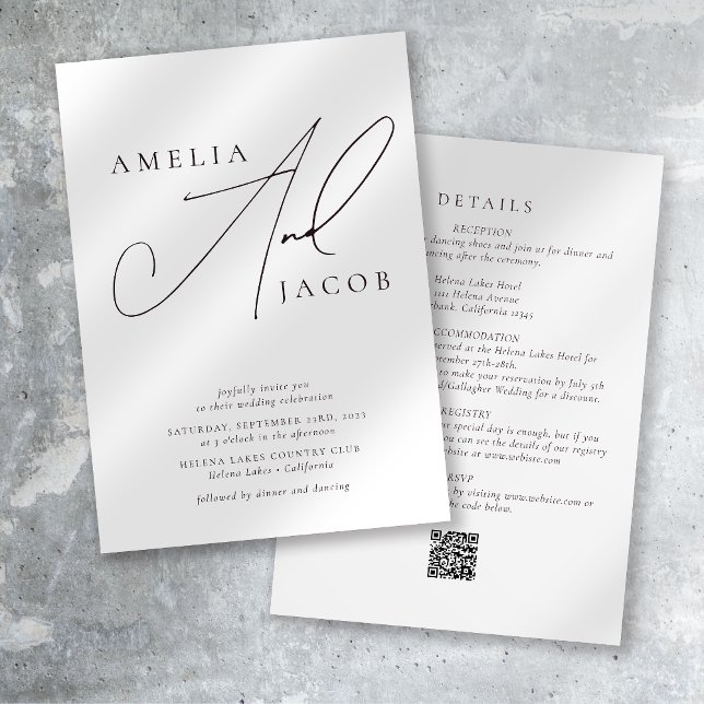 Invitation Script moderne Code QR tout en un Mariage (Créateur téléchargé)