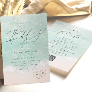 Invitation Script Moderne Coeurs De Sable Mariage De Plage To