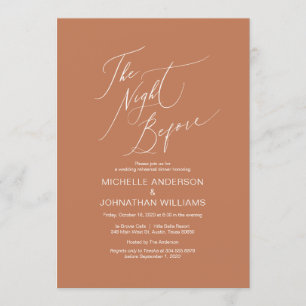 Invitation Script moderne, Cuivre, Dîner de répétition Mariag