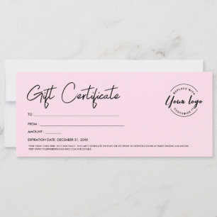 Invitation Script moderne Custom Logo Certificat cadeau de lo