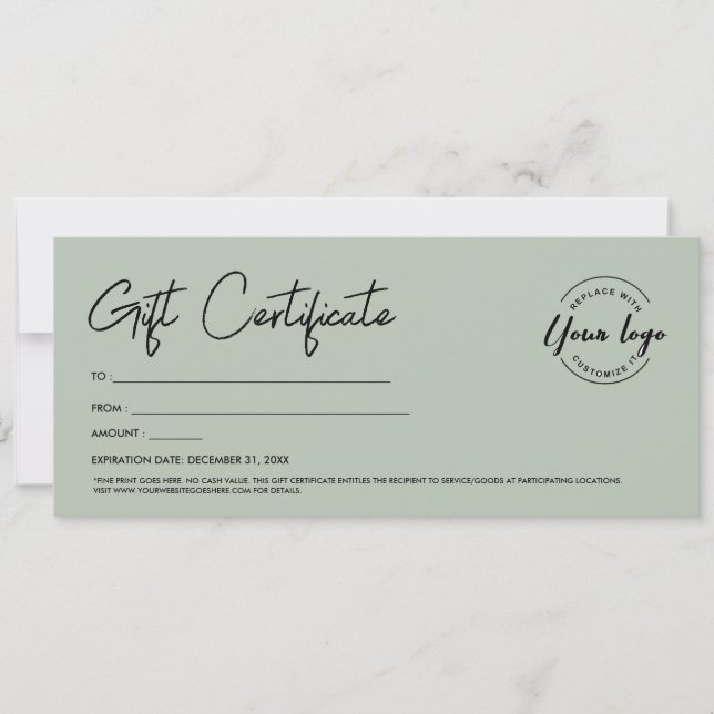 Invitation Script moderne Custom Logo Certificat cadeau Logo  (Devant)