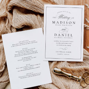 Invitation Script moderne élégant tout en un Mariage