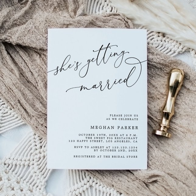 Invitation Script moderne Elle se marie Fête des mariées (Créateur téléchargé)