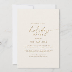 Invitation Script moderne   Gold et Cream Holiday Party