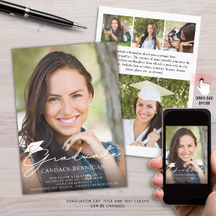 Invitation Script moderne Graduate 5 photo couleur personnali