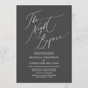 Invitation Script moderne, gris foncé, dîner de répétition Ma