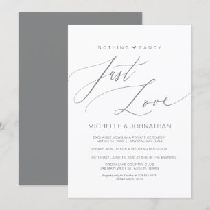 Invitation Script Moderne, Gris, Réception de Mariage en Elop