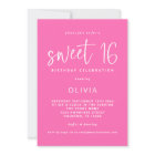Script moderne Hot rose Sweet 16 Anniversaire fête