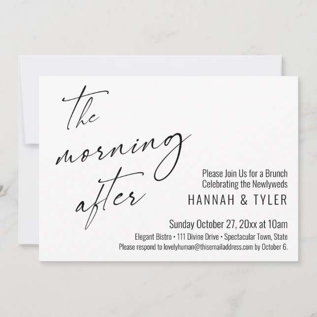 Invitation Script Moderne Le Matin Après Brunch Mariage (Devant)