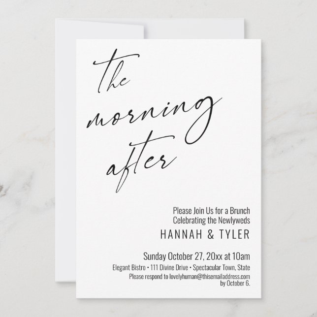 Invitation Script Moderne Le Matin Après Brunch Mariage (Devant)