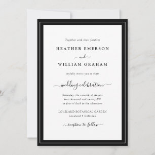 Invitation Script moderne Mariage noir et blanc