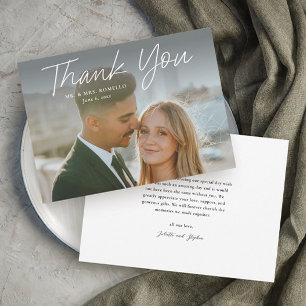 Invitation Script moderne Mariage photo simple Merci