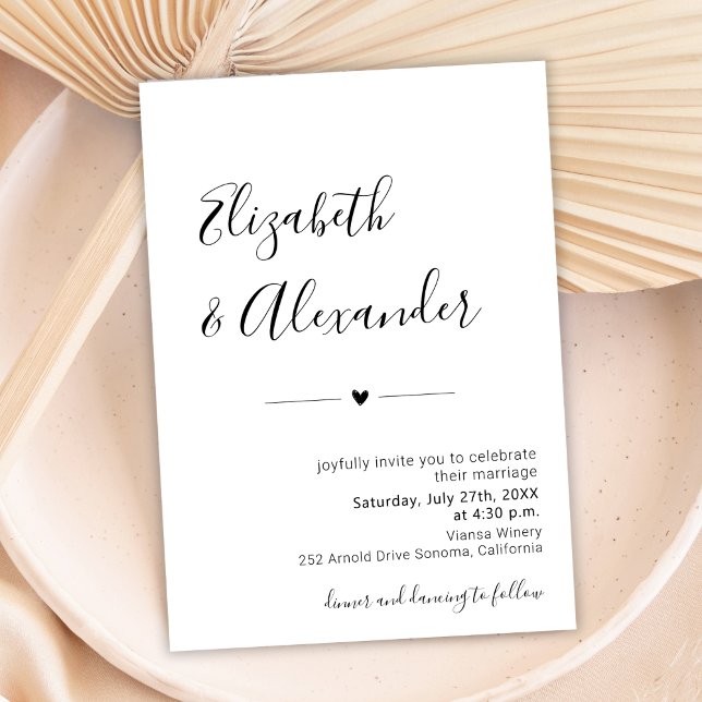 Invitation Script moderne minimal tout en un Mariage de code  (Créateur téléchargé)