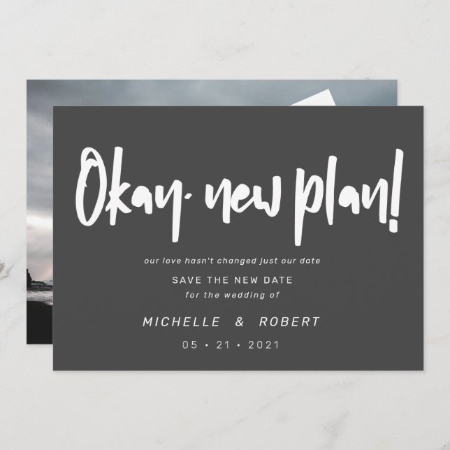 Invitation script moderne minimaliste deux photo enregistrer  (Devant / Derrière)