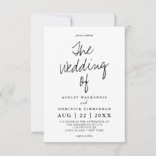 Invitation Script moderne minimaliste main simple Mariage