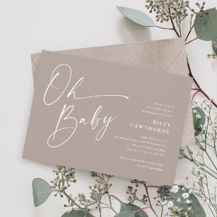 Invitation Script moderne Neutral Oh Baby shower