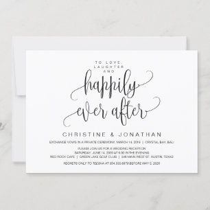 Invitation Script moderne, Noir, Elopement Mariage