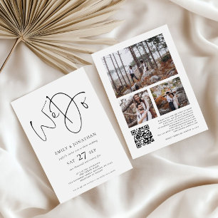 Invitation Script moderne Nous faisons 3 Photos QR Code Maria