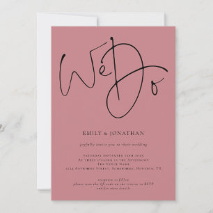 Invitation Script moderne Nous faisons Dusty Rose QR Code Mar