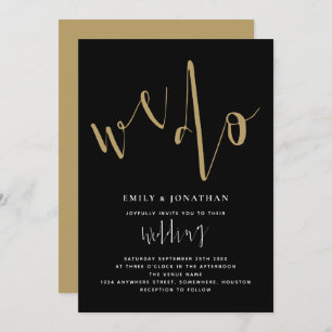 Invitation Script moderne Nous faisons Mariage Black Gold