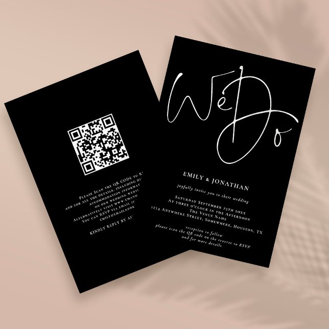 Invitation Script moderne Nous faisons QR Code Mariage Noir (Créateur téléchargé)