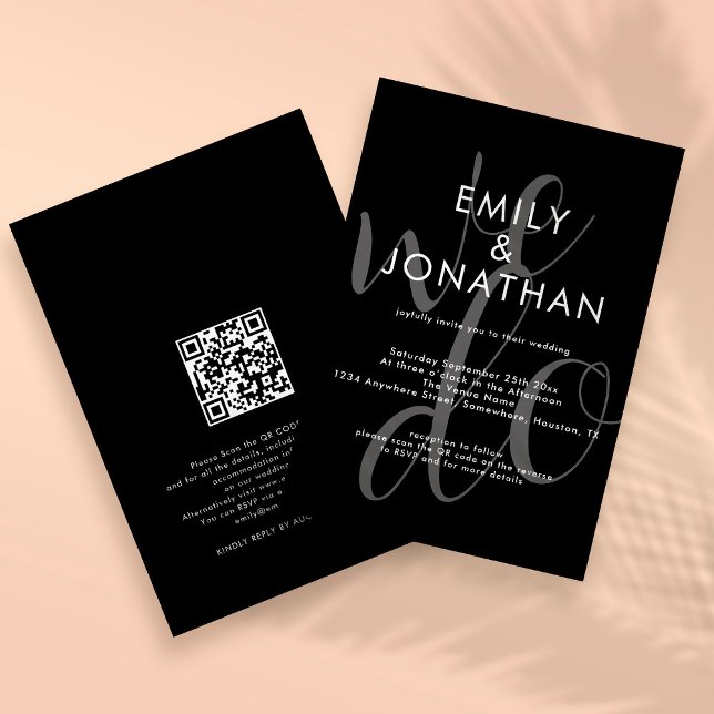 Invitation Script moderne Nous superposons QR Code Mariage No (Créateur téléchargé)