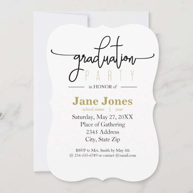 Invitation SCRIPT MODERNE OFFICIEL Graduation Party Invitatio (Devant)
