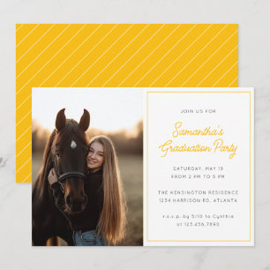Invitation Script moderne Photo Jaune Graduation Party
