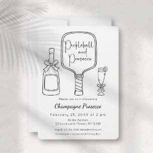 Invitation Script moderne Pickleball & Prosecco Fête des mari