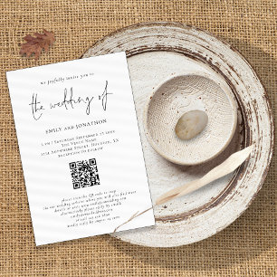 Invitation Script moderne QR Code N'importe quel Mariage coul