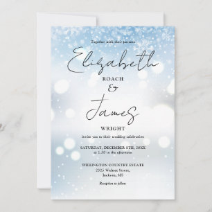 Invitation Script moderne QR Code Snowflakes Mariage hivernal