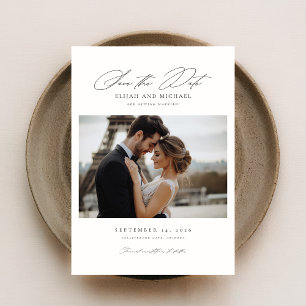 Invitation Script Moderne Romantique Photo Mariage Enregistre