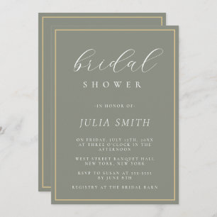 Invitation Script moderne Sage Vert Douche nuptiale Invitatio