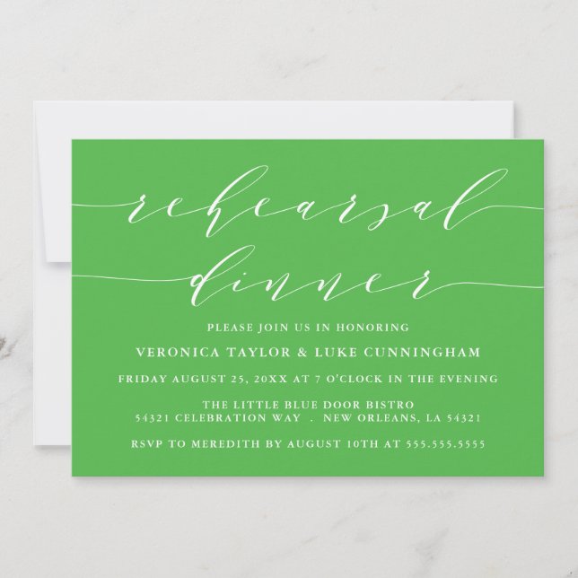 INVITATION SCRIPT MODERNE SIMPLE | RÉPÉTITION DÎNER INVITATIO (Devant)