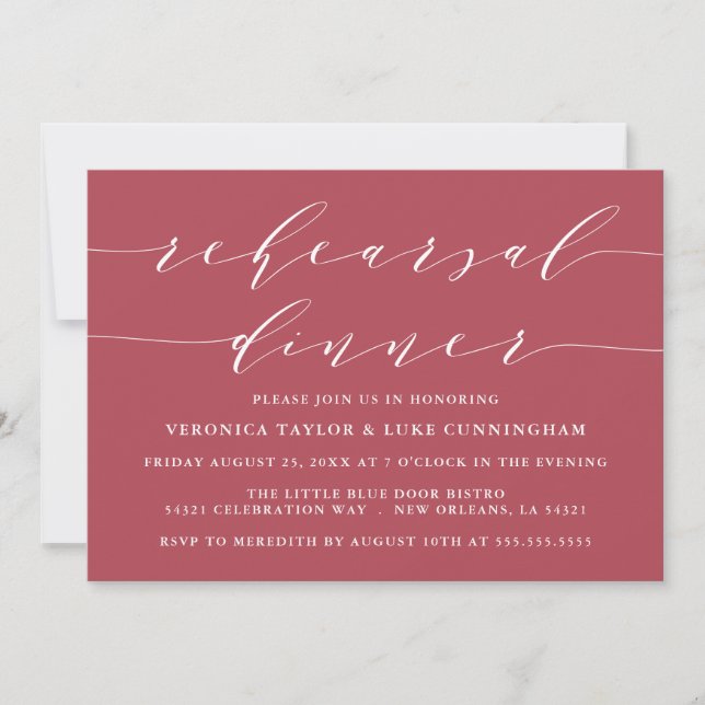 INVITATION SCRIPT MODERNE SIMPLE | RÉPÉTITION DÎNER INVITATIO (Devant)