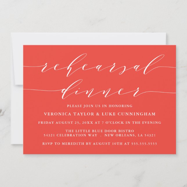 INVITATION SCRIPT MODERNE SIMPLE | RÉPÉTITION DÎNER INVITATIO (Devant)