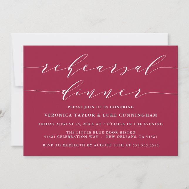 INVITATION SCRIPT MODERNE SIMPLE | RÉPÉTITION DÎNER INVITATIO (Devant)