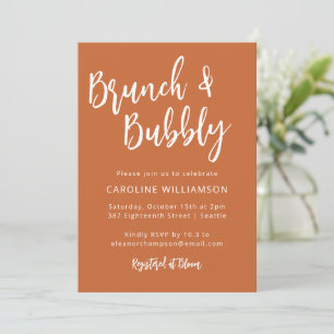 Invitation Script moderne tendance Brunch Bubbly Douche orang