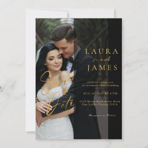 Invitation Script moderne tendance Overlay photo enregistrer 