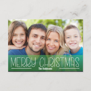 INVITATION SCRIPT MODERNE VACANCES PHOTO MERRY CHRISTMAS GREE