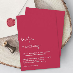 Invitation Script moderne Viva Magenta Mariage minimaliste