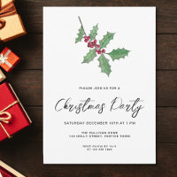 Script moderne Winter Holly Berries Noël fête