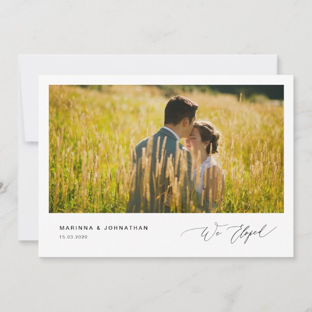 Invitation Script noir romantique,, Mariage intime (Devant)