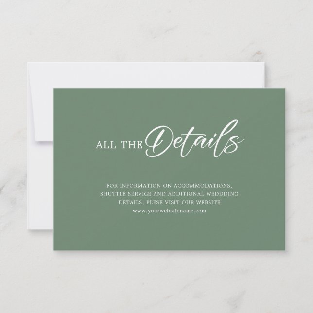 Invitation Script Noir Simple Sur Sage Green Détails du Maria (Devant)