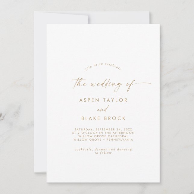Invitation Script Or Moderne Le Mariage De L'Invitation (Devant)