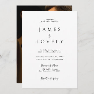 Invitation Script photo classique simple Mariage blanc