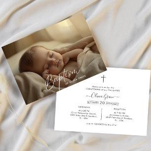 Invitation Script photo horizontal Genre Baptême neutre