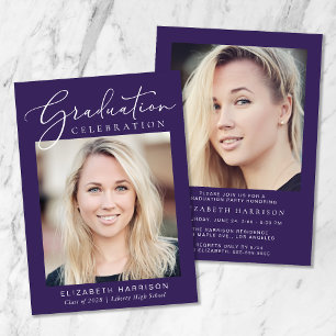 Invitation Script photo moderne Purple Graduation Party