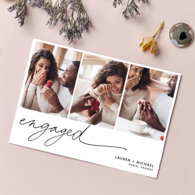 Invitation Script photo simple et élégant QR Code Fiançailles (Easily personalize this engagement party invitation with your website, photos and personal details!)