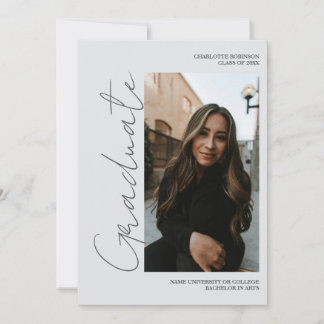 Invitation Script retro gray graduate photo graduation